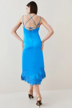 Cheap ๐ Karen Millen Textured Satin Lace Hem Woven Midi Slip ๐ Dress ๐ 13 Cheap ๐ Karen Millen Textured Satin Lace Hem Woven Midi Slip ๐ Dress ๐ -OCCASION DRESSES Sale2023 bkk03526 blue xl 4