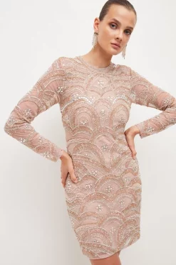 Promo 🤩 Karen Millen Embellished Mini 👗 Dress With Scallop Detail 👏