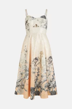 Buy 🔔 Karen Millen Hydrangea Bloom Print Metallic Jacquard Maxi Prom 👗 Dress 👏 -OCCASION DRESSES Sale2023 bkk03540 floral xl 3