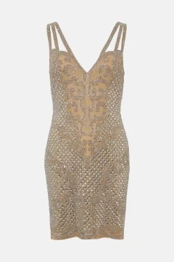 Best Sale 👏 Karen Millen Crystal Embellished Strappy Mini 👗 Dress 🌟 -OCCASION DRESSES Sale2023 bkk03545 nude xl 3