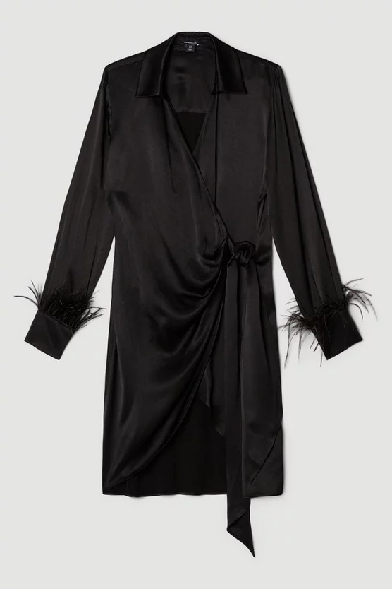Best deal โ๏ธ Karen Millen Satin Back Crepe Feather Cuff Mini ๐ Dress ๐คฉ 6 Best deal โ๏ธ Karen Millen Satin Back Crepe Feather Cuff Mini ๐ Dress ๐คฉ - Image 4