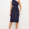 Coupon 🌟 Karen Millen Italian Structured Jersey Asymmetric Midi 👗 Dress 🎁 -OCCASION DRESSES Sale2023 bkk03578 midnight xl