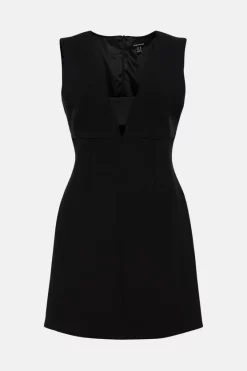 Discount 😀 Karen Millen Compact Stretch Satin Panel Mini 👗 Dress ✔️ -OCCASION DRESSES Sale2023 bkk03608 black xl 3