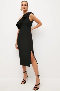 Buy ✔️ Karen Millen Structured Crepe One Shoulder Midi 👗 Dress 🎉
