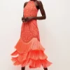 Best reviews of ⭐ Karen Millen Fringed Beaded Woven Midi 👗 Dress 😍 -OCCASION DRESSES Sale2023 bkk03634 coral xl