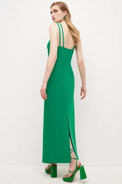 Best Pirce 👍 Karen Millen Soft Tailored Double Strap Detail Maxi 👗 Dress 😍 -OCCASION DRESSES Sale2023 bkk03645 green xl 2