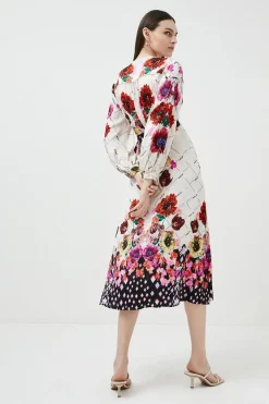 Budget ⌛ Karen Millen Viscose Satin Mirrored Woven Midi Wrap 👗 Dress 🧨 -OCCASION DRESSES Sale2023 bkk03667 floral xl 2
