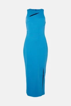 New ⭐ Karen Millen Italian Structured Jersey Cut Out Pencil Midi 👗 Dress 🌟 -OCCASION DRESSES Sale2023 bkk03709 bright20blue xl 3