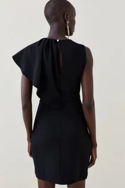 Coupon 🔥 Karen Millen Asymmetric Waterfall Jersey Mini 👗 Dress 👏 -OCCASION DRESSES Sale2023 bkk03724 black xl 2