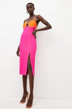 New ๐ Karen Millen Compact Stretch Viscose Diamante Midi ๐ Dress ๐ฅฐ