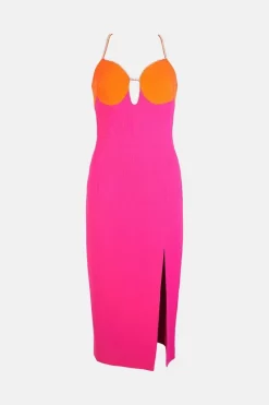 New 🎁 Karen Millen Compact Stretch Viscose Diamante Midi 👗 Dress 🥰 -OCCASION DRESSES Sale2023 bkk03811 pink xl 3