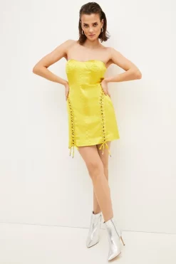 Coupon ⌛ Karen Millen Italian Structured Satin Corset Bustier Mini 👗 Dress ✨