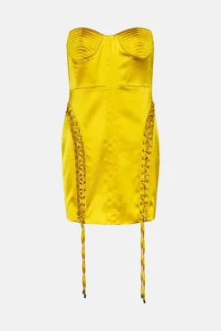 Coupon ⌛ Karen Millen Italian Structured Satin Corset Bustier Mini 👗 Dress ✨ -OCCASION DRESSES Sale2023 bkk03934 lime xl 3