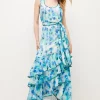 Promo 😀 Karen Millen Ditsy Frill Woven Ruffle Maxi 👗 Dress 👏