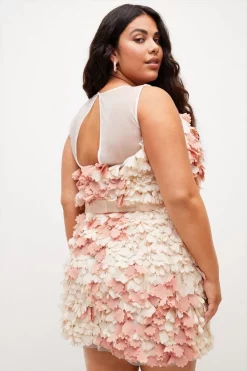 Deals 🥰 Karen Millen Plus Size Applique & Organza Tie Waist Mini 🤩 -OCCASION DRESSES Sale2023 bkk04358 blush xl 2