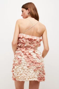 Outlet 💯 Karen Millen Applique Cross Back Woven Mini 👗 Dress 👍 -OCCASION DRESSES Sale2023 bkk04360 blush xl 2