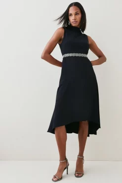 Coupon 🎁 Karen Millen Soft Tailored Embellished High Low Midi 👗 Dress 🛒