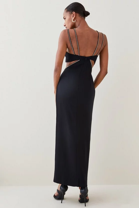 Brand new 🌟 Karen Millen Soft Tailored Diamante Trim Cut Away Maxi 👗 Dress 💯 5 Brand new 🌟 Karen Millen Soft Tailored Diamante Trim Cut Away Maxi 👗 Dress 💯 - Image 3