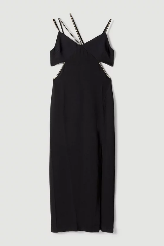 Brand new 🌟 Karen Millen Soft Tailored Diamante Trim Cut Away Maxi 👗 Dress 💯 6 Brand new 🌟 Karen Millen Soft Tailored Diamante Trim Cut Away Maxi 👗 Dress 💯 - Image 4