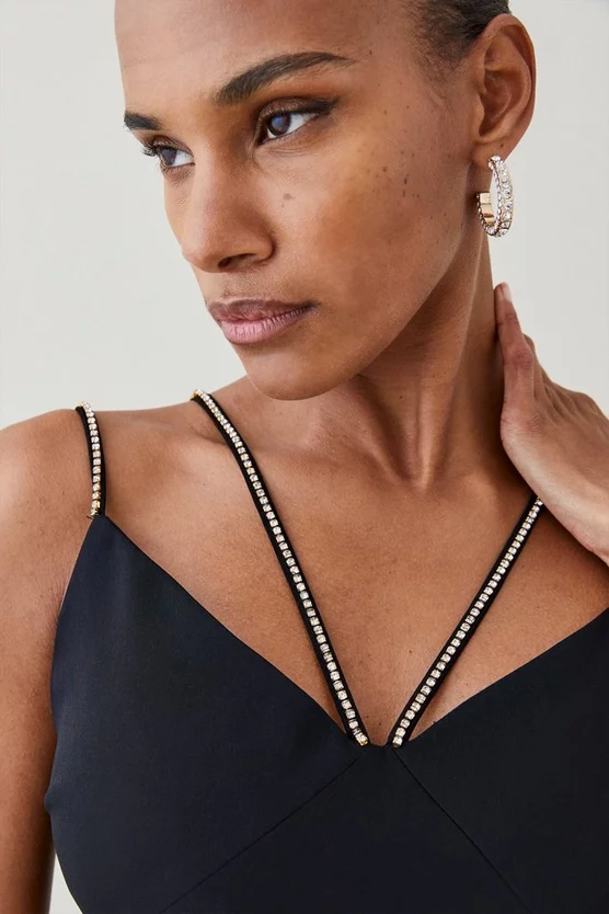 Brand new 🌟 Karen Millen Soft Tailored Diamante Trim Cut Away Maxi 👗 Dress 💯 7 Brand new 🌟 Karen Millen Soft Tailored Diamante Trim Cut Away Maxi 👗 Dress 💯 - Image 5