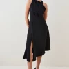 Brand new 🔔 Karen Millen Soft Tailored Sleeveless Midi 👗 Dress 🥰 -OCCASION DRESSES Sale2023 bkk04427 black xl