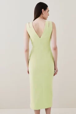 Outlet 🔥 Karen Millen Structured Seam Detail Column Midaxi 👗 Dress 😍 -OCCASION DRESSES Sale2023 bkk04452 lime xl 2