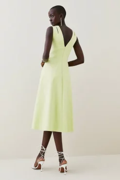 Cheapest 🤩 Karen Millen Structured Seam Detail Full Midi 👗 Dress ⌛ -OCCASION DRESSES Sale2023 bkk04453 soft20lime xl 2