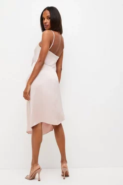 Coupon 👍 Karen Millen Satin Back Crepe Feather Cami Midi 👗 Dress 😀 -OCCASION DRESSES Sale2023 bkk04501 pale20pink xl 2
