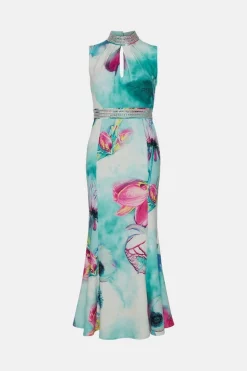 Best Pirce 🌟 Karen Millen Diamante Trim Floral Woven Midi 👗 Dress 😉 -OCCASION DRESSES Sale2023 bkk04553 floral xl 3