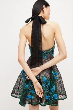 Wholesale ⌛ Karen Millen Geo And Floral Applique Organdie Mini 👗 Dress 👏 -OCCASION DRESSES Sale2023 bkk04639 black xl 4