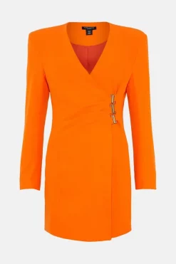 Cheapest ❤️ Karen Millen Petite Strong Shoulder Wrap Mini 👗 Dress ⌛ -OCCASION DRESSES Sale2023 bkk04656 orange xl 3