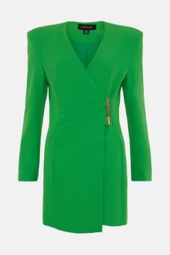 Promo 🌟 Karen Millen Strong Shoulder Wrap Mini 👗 Dress ⭐ -OCCASION DRESSES Sale2023 bkk04657 green xl 3