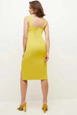 Budget 👏 Karen Millen Italian Structured Jersey Twist Pencil Midi 👗 Dress 😉 -OCCASION DRESSES Sale2023 bkk04663 lime xl 2