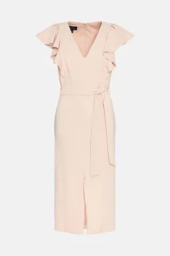 Wholesale 🤩 Karen Millen Tailored Frill Sleeve Belted Midi 👗 Dress 🥰 -OCCASION DRESSES Sale2023 bkk04725 blush xl 3