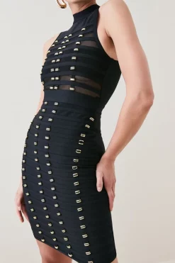 Buy 👏 Karen Millen All Over Trimmed Bandage And Mesh Mini 👗 Dress ✨
