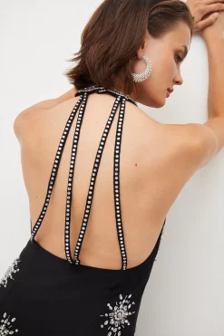 Top 10 😀 Karen Millen Crystal Embellished Halterneck Maxi 👗 Dress 👍 -OCCASION DRESSES Sale2023 bkk04822 black xl 2