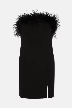Best Sale 💯 Karen Millen Feather & Ponte Bandeau Mini 👗 Dress 😉 -OCCASION DRESSES Sale2023 bkk04907 black xl 3