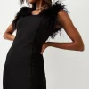 Hot Sale 🧨 Karen Millen Feather Strap Ponte Mini 👗 Dress 🔔