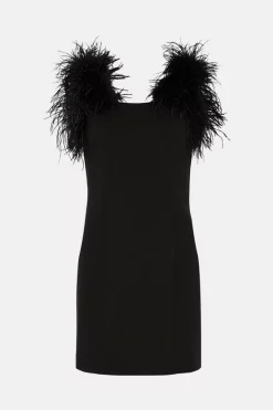 Hot Sale 🧨 Karen Millen Feather Strap Ponte Mini 👗 Dress 🔔 -OCCASION DRESSES Sale2023 bkk04958 black xl 3