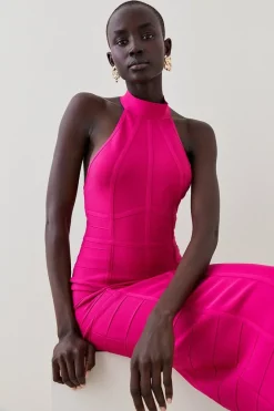 Hot Sale 😍 Karen Millen Bandage Knit Halter Neck Figure Form 👗 Dress ⭐ -OCCASION DRESSES Sale2023 bkk05024 fuchsia xl 4