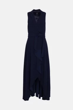 Best Sale 🧨 Karen Millen Tailored Halter Collared Belt Maxi 👗 Dress 🔔 -OCCASION DRESSES Sale2023 bkk05095 navy xl 3