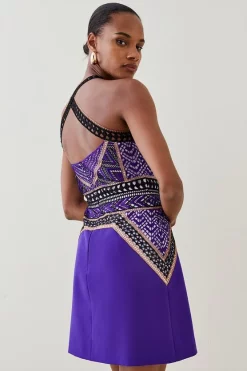 Coupon 😍 Karen Millen Geo Guipure Metallic Lace Woven Mini 👗 Dress 🎁 -OCCASION DRESSES Sale2023 bkk05452 purple xl 2