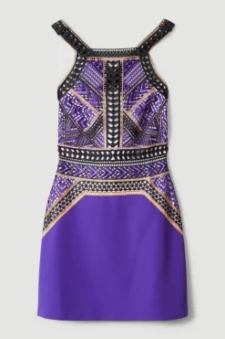 Coupon 😍 Karen Millen Geo Guipure Metallic Lace Woven Mini 👗 Dress 🎁 -OCCASION DRESSES Sale2023 bkk05452 purple xl 3