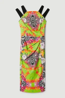 Buy 👍 Karen Millen Italian Stretch Optical Floral Midi 👗 Dress 🧨 -OCCASION DRESSES Sale2023 bkk05469 green xl 3