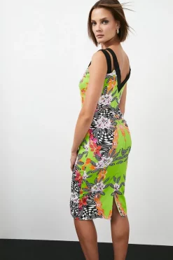Buy 👍 Karen Millen Italian Stretch Optical Floral Midi 👗 Dress 🧨 -OCCASION DRESSES Sale2023 bkk05469 green xl 4