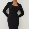 Buy 👍 Karen Millen Scuba Crepe Belted Midi Pencil 👗 Dress ⌛