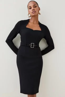 Buy 👍 Karen Millen Scuba Crepe Belted Midi Pencil 👗 Dress ⌛