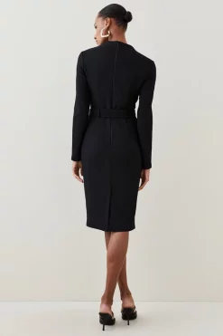 Buy 👍 Karen Millen Scuba Crepe Belted Midi Pencil 👗 Dress ⌛ -OCCASION DRESSES Sale2023 bkk05510 black xl 4
