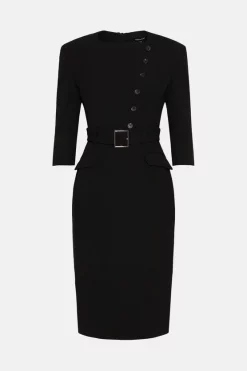 Deals ✨ Karen Millen Structured Crepe Strong Shoulder Midi 👗 Dress ⌛ -OCCASION DRESSES Sale2023 bkk05568 black xl 3