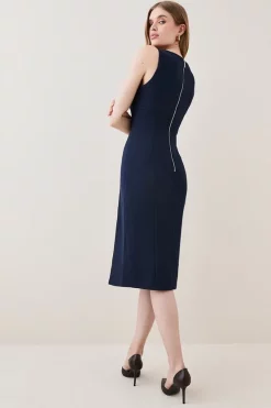 Outlet 🎉 Karen Millen Structured Crepe Strap Midi Tailored 👗 Dress 🥰 -OCCASION DRESSES Sale2023 bkk05596 navy xl 2